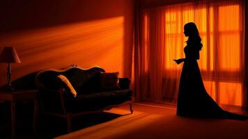 Orange chambre. silhouette concept photo