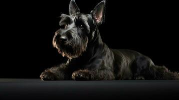 noir nain schnauzer contre blanc Contexte. silhouette concept photo