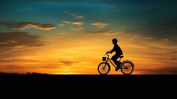 garçon sur bicyclette pour aptitude silhouette photo