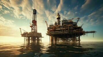 pétrole production Plate-forme dans le golfe de Mexique montré dans silhouette photo