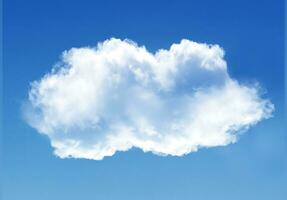Célibataire nuage isolé plus de bleu ciel Contexte. blanc duveteux nuage photo, magnifique nuage forme. climat concept photo