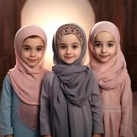 magnifique content musulman des gamins souriant photo