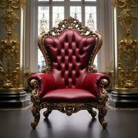 luxueux rouge Style classique baroque siège fauteuil génératif ai photo