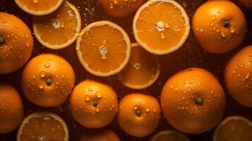 empiler de Frais Orange fruit ai génératif photo