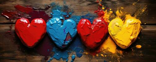 multicolore peindre. la Saint-Valentin journée et l'amour concepts. - ai génératif photo