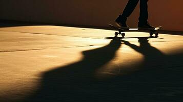 conception élément impliquant patineur et ombre. silhouette concept photo
