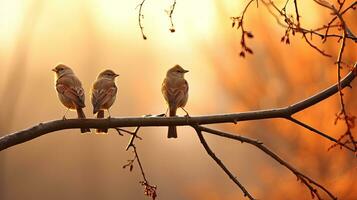 sociable des oiseaux dans l'hiver. silhouette concept photo