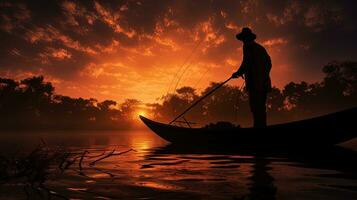 pêcheur s contour. silhouette concept photo