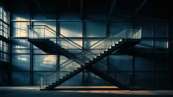 Berlin industriel bâtiment escalier. silhouette concept photo