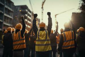 constructions ouvriers en marchant sur le rue célébrer photo