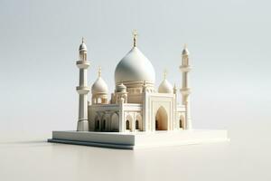 3d le rendu de une blanc mosquée avec une d'or dôme photo