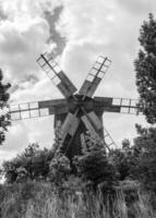 noir et blanc Moulin à vent fond d'écran photo