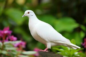 blanc Colombe jardin. produire ai photo