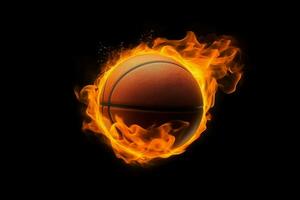 basketball Balle flammes voler. produire ai photo