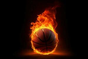 basketball Balle flammes. produire ai photo