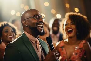 dans une église Christian gospel chanteurs offre louange à Seigneur Jésus Christ photo