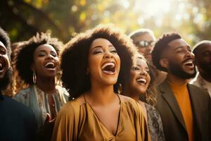 groupe de Christian gospel chanteurs en plein air dans louange photo