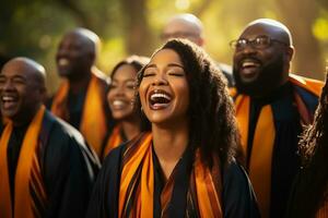 groupe de Christian gospel chanteurs en plein air dans louange photo