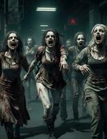 effrayé zombi avec sanglant visage en plein air, fermer. Halloween monstre photo