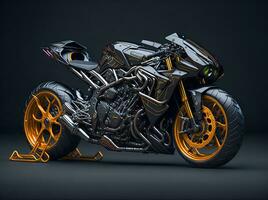 conceptuel conception de une Douane moto isolé sur divers Contexte photo