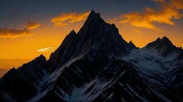 magnifique le coucher du soleil dans le montagnes. panorama de le Caucase montagnes. ai génératif photo