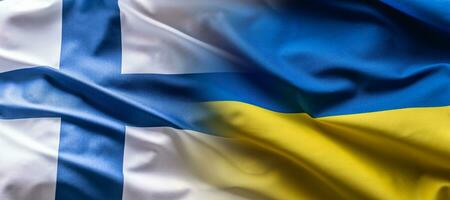 agitant drapeau concept de Ukraine et Finlande symbolisant politique lien photo