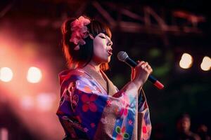 chanteur chinois kimono. produire ai photo