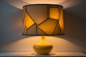 décoratif table lampe sur solide Couleur Contexte. ai génératif photo