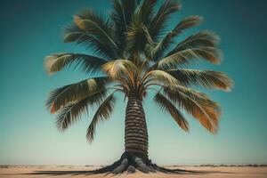 paume arbre sur le plage. été vacances concept. ai génératif photo