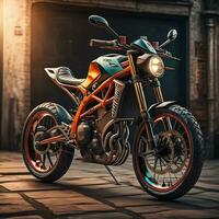 moderne puissant des sports moto sur une coloré Contexte. ai génératif photo