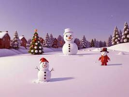 gratuit vecteur scène avec des gamins fabrication bonhomme de neige dans le neige champ photo