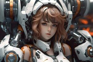 3d rendre de Mecha robot anime fille photo