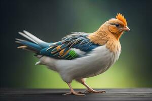 coloré poulet sur une solide Couleur arrière-plan, studio photo. ai génératif photo