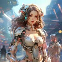 3d rendre de Mecha robot anime fille photo