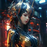 3d rendre de Mecha robot anime fille photo