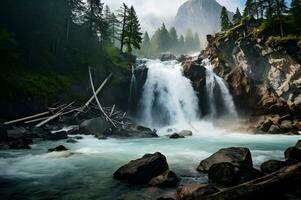 vue de cascade dans plein balançoire photo