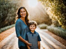 photo de content famille mère et fils, génératif ai