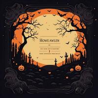 mignonne Halloween thème invitation carte couverture haute qualité ai généré image photo