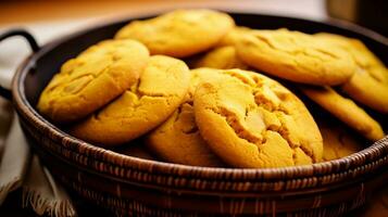 vanille biscuits dans une Profond plat. ai généré photo