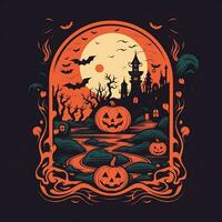 Halloween affiche illustration minimaliste conception haute qualité ai généré image photo