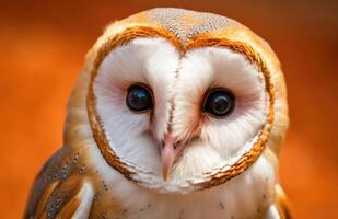 proche en haut de une Grange hibou. génératif ai. photo