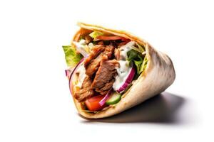 doner kebab isolé sur blanc Contexte ai généré photo