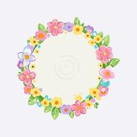 floral couronne. rond Cadre avec fleurs illustration. photo