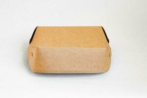 artisanat papier emballage. plateau pour à emporter aliments. éco amical artisanat jetable papier carton boîte. Plastique gratuit ou zéro déchets concept photo