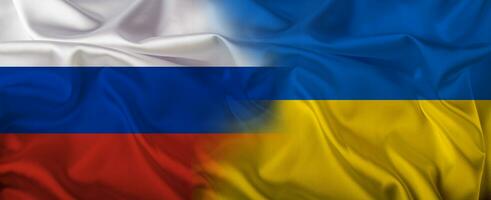 ukrainien et russe drapeau - illustration photo