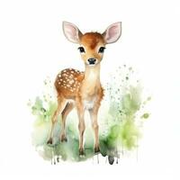 aquarelle forêt dessin animé isolé mignonne bébé cerf animal photo