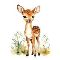 aquarelle forêt dessin animé isolé mignonne bébé cerf animal photo