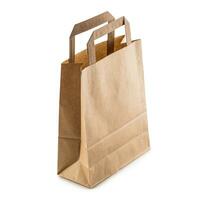 fermer vide achats main sac avec recycler papier isolé sur blanc Contexte photo