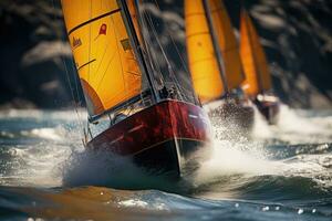 voile bateaux courses dans le mer photo