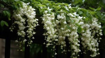 blanc fleurs dans le jardin ai généré photo